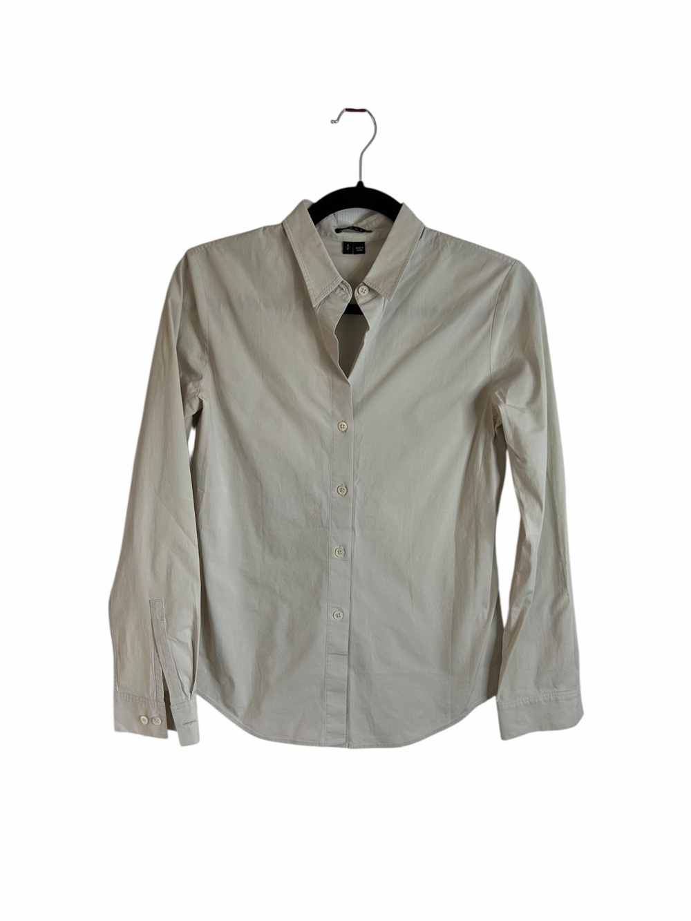 Theory Larissa 2 Button Down Shirt Off White Bone Office Women’s Sz Small - Picture 2 of 11